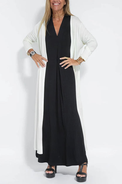 ELISE | Elegant Long Dress with Matching Cardigan Free