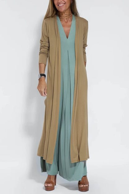 ELISE | Elegant Long Dress with Matching Cardigan Free